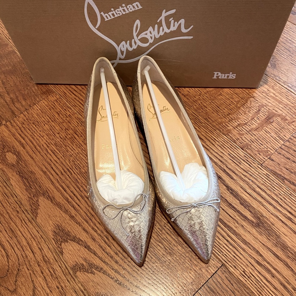 Christian Louboutin Light Gold Pointy Flats
